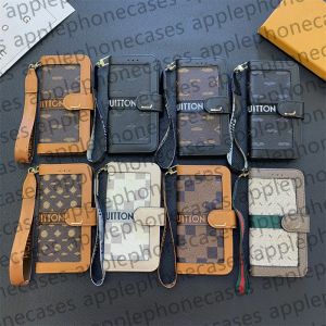 Fälle echter Leder -Brieftaschen -Telefonhülle Designer iPhone Hülle Flip -Kartenhalter für iPhone 15 14 Pro Max 13 12 11 14plus Samsung Galaxy S2