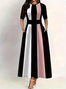 Plus -klänningar Summer Women's Clothing Dress Elegant Slim Fit Fashionabel och kontrasterande färg för pendling