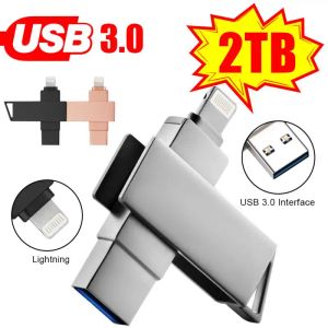 Adapter Rotate Usb Flash Drive 128gb 1/2TB Pendrive With 2 In 1 USB To Lightning Interface Usb3.0 Pendrive For Android Iphone 14 Pro Max