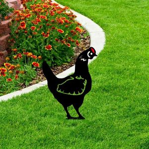 Garden Decorations Chicken Yard Art Metal Home Decoration Backyard Lawn Stakes Farm Rooster Cockerel Steel Weathervane Gift