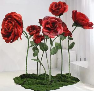 5Pcs one set Silk Waterproof Rose Simulation Flowers Home Christmas Party Event Window Wedding Decoration