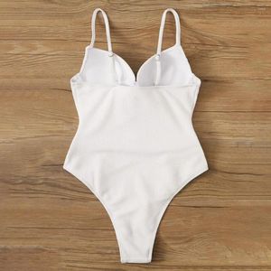 Women's Swimwear Attractive Stretchy Backless Quick Drying Solid Color Sling Belt One Piece Swimsuit Bodysuit Triangle Cutting