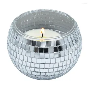 Candle Holders Disco Glass Votive Tealight Holder Round Bowl Stand Dining Table Decorative Sconces Hangable Decoration