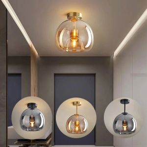 Alben Nordische Deckenbeleuchtung minimalistische moderne Textur LED -Glasdecklampe Gang Korridor Lampe Kreative Wohnzimmer Lichter E27