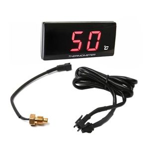 Motocicleta Temperatura do medidor de temperatura da água Temperatura de temperatura Fina acessório com luz LED para carros de corrida Scooter de corrida