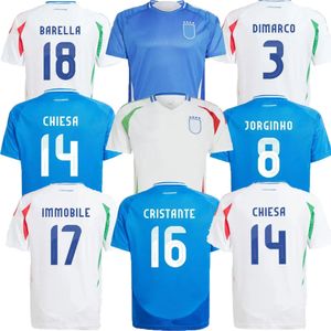 24 25 Italia Chiesa Soccer Jerseys 2024 Home and Away Italy Raspadori Verratti Barella Рубашка Totti Lorenzo Polytano Special Miretti Man футбольная форма