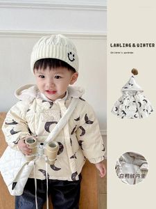 Giyim setleri bebek artı polar kıyafetler kış çocukları İskandinav rüzgar aşağı ceket erkek ve kızlar için beyaz ördek sıcak