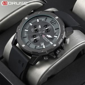 Armbandsur Boruse Mens Watches Top Silicone Watch Men Casual Sports Waterproof Luminous Clock Relogio Masculino Box