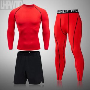Mens Sports Fitness Winter compressão de roupas íntimas Treinamento de basquete com calças de camiseta de mangas compridas conjuntos 240506
