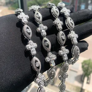 Nya anlända Fashion Eye Cross -halsband Full asfalterade isade ut bling cz charm länk choker hip hop smycken för män pojke