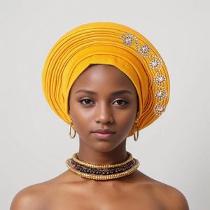 Roupas étnicas Africano Nigéria Cabeça de cabeça com diamantes Turbante já fabricados automóveis de gele gele feminino feminino