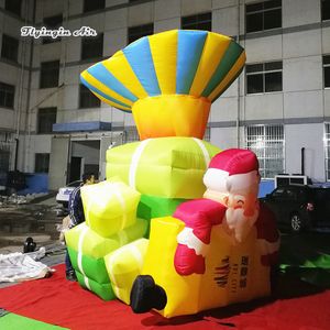 Caixa de presente de Natal inflável simulada por atacado 4m de 13 pés de altura Papai Noel com sacolas de presente para decoração de eventos de Natal