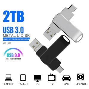 Adapter Metal USB Flash Drive 3 i 1 2TB Pendrive USB 3.0 Typ C Micro USB Stick OTG Pen Drive 1TB U DISK Gratis frakt för Android