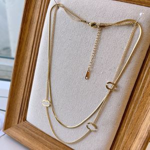 Luxury Designer Double-deck Necklace Choker Chain 18K Gold Plated Stainless Steel Brand Letter Pendant Necklaces Women Jewelry High Quality Gifts
