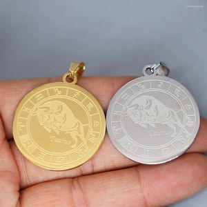 Pendant Necklaces 2Pcs/lot Zodiac Sign Taurus For Necklace Bracelets Jewelry Crafts Making Findings Handmade Stainless Steel Charm