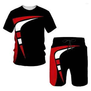 Traccetti da uomo Summer Trackuit 2 pezzi Set di set di magliette casual per spiaggia Shorts Outfit Stampa di moda Mascia corta Male Sports Awear Suit