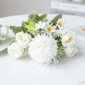 Декоративные цветы 1 шт. S Rose Chrysanthemum Silk Bouquet Artificial for Wedding Home Vase Рождественский венок Стена подарка