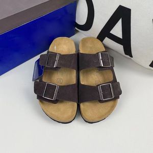 مصمم Bostons يسد الصنادل للرجال نساء نساء Slippers Cork Flat Flate Summer Leather Slides Buckle Slied Slipper Beach Slide Flip Flops Size 35-45