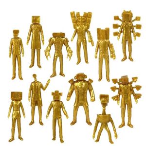 Figuras de brinquedos de ação Novo 12pcs skibidi banheiro de ouro figura higiênico tv titan jogo figura home pandents halloween presente de natal infantil brinquedos t240508