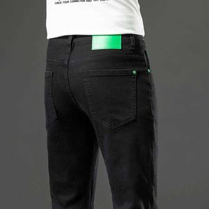 Mäns jeans klassisk casual rak stretch svart mens jeans smala företag svart arbete denim byxor manliga märke byxor y240507