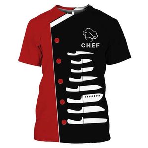 Męskie koszulki Męki Chefs T-shirty kucharz odzież śmieszne mundury kuchnia