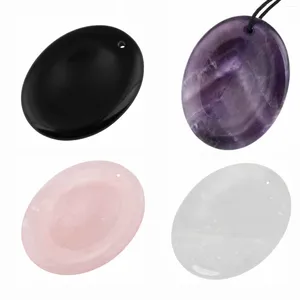 Anhänger Halsketten Sorge Stein oval natürliche Amethyst Kristall Rosenquarz Sunken Heilung Reiki Unisex Anhänger Schmuckzubehör Accessoires