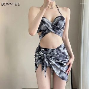 Women's Swimwear Tie Dye Bikinis Set Women Summer Underwire Design Beach Style V-neck Front-slit Sexy Sweet -arrival Halterneck Fashion