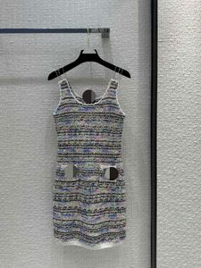 428 2024 Milan Runway Dress Spring Summer Summer Sleesess Dresses Tweed Womens Dress Fashion Moda de alta qualidade E468