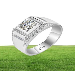 Yhamni 100 твердые 925 Серебряное кольцо стерлингового кольца 1 карат алмазные обручальные кольца для мужчин обручальное кольцо украшения MJZ0159240012