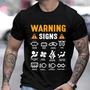 Männer T-Shirts T-Shirt für Männer Kleidung lustige Auto Warnschilder Design Herren T-Shirts Kurzer Slve Sommer T-Shirts Kleidung Y2K Tops Camisetas T240506