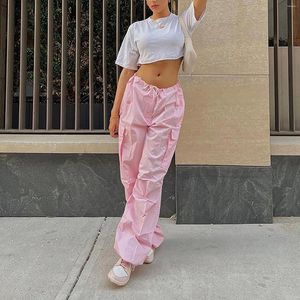 Women's Pants Women Plus Size Straight Cargo Solid Color Wide Leg Loose Trousers Casual High Street Palazzo Hip Hop Y2k