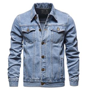 Lyxmärke Men039S Down Jacket Men Jeans Jackets ljus Blue Denim Coats High Quality Cotton Slim Spring S Casual Jean8857376