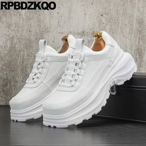 Casual Schuhe Creepers Athletic Chunky Sneakers Schnürung High Heels Trainer dicke Sohle versteckte Höhe zunehmende Männer Square Zehen Sport