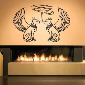 Adesivos egypt gatos olho ra adesivos de parede para sala de estar casa de fundo decoração de arte de vinil