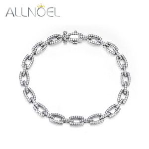 Bangel Allnoel Feststoff 925 Sterling Silberkette für Frauen Modedesign Helles Full Cz Zirkon Geometrie Armband Exquisit Schmuck Q240506