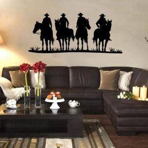 Adesivos country cowboy vinil decoração de arte adesiva de parede design de interiores da sala de estar decalques de parede de parede de murais removíveis 4585