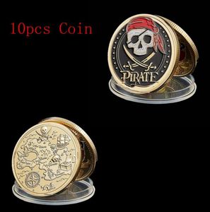 10st Skull Pirate Ship Gold Treasure Coin Craft Lion of Sea Running Wild Collectible Vaule Badge7724961