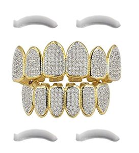 Grills superior e inferior de 24k Gold Gold Grillz para dentes de boca 2 barras de moldagem extras todos os estilos4490262