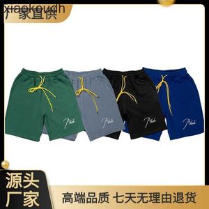 Rhude High end designer shorts for summer high street drawstring Terry Embroidered Shorts mens and womens loose fashion guard pants With 1:1 original labels