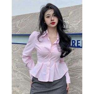 Koszulka damska elegancka damska damska damska odzież Y2K Street Soldable Tuning Top Top Korean Fashion Prosta różowa różowa szczupła rękaw