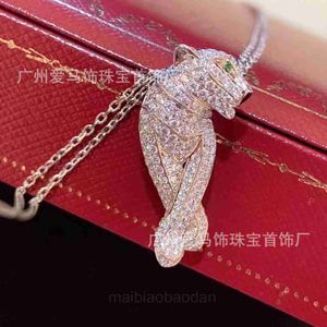 Cartre High End jewelry necklaces for womens New Pure Silver Full Diamond Leopard Necklace Grandmother Green Set with Diamonds Leopard Pendant Female Red Couple