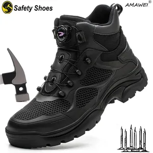 Botas Rotary Buckle Security for Men Work Sneakers Women Women Breathable Steel Toe Sapat