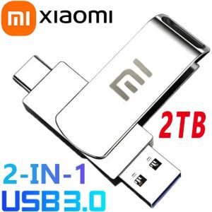 Unidades xiaomi u disco 2tb USB 3.0 Pen de alta velocidade acionamento 1 TB 512 GB Cartão de memória de metal transferido SSD Pendrive Flash Drive Memoria