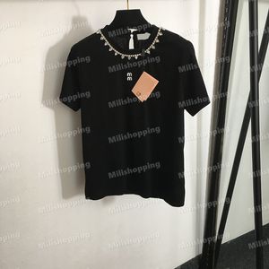 Летние женщины T Roomts Luxury Diamond Crew Sece Tees Дизайнерская одежда