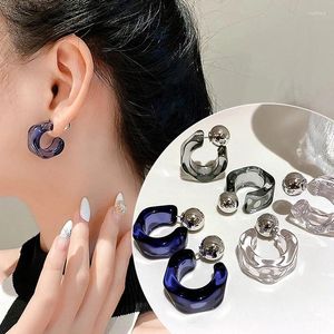 Hoop Earrings Korea Clear Acrylic Geometric C-Shaped For Women Girls Design Blue Resin Hanging Party Jewelry Gifts
