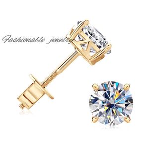 Dubai Real Schmuck Diamant Custom 10k 14k reine massive Goldschmuck Hoop Studie Luxus Frauen Fein Schmuck Moissanite Ohrringe