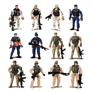 12st Warrior Elite Force 1 18 Militär Snow Soldiers Navy Action Figur Toys Moverble Army Man w/ Weapon for Children Boy Gifts 240506