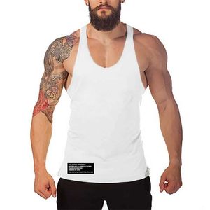 Tanques masculinos Tops de algodão de algodão de algodão de algodão traseiro tampo de tampo de tampas de fitness gym gym esporte singlet hip hop strtwear camisas musculares y240507