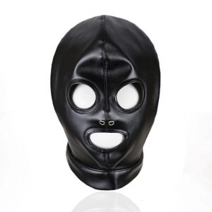 4 Styles Leather BDSM Slave Hood Adult Games Full Head Bondage Restraints Sex Mask Fetish Hood Sensory Deprivation Sex Toys 240506