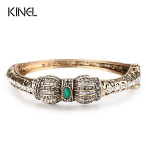 whole Kinel Vintage Green Crystal Flower Bangles Resin Bracelets Pulseiras Feminino Turkish Bracelet Bijouterie Hand Jewelry4897514